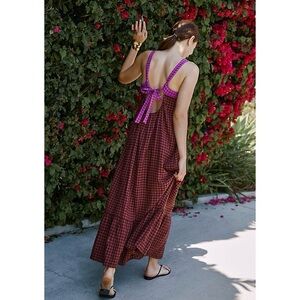 Anthropologie Babydoll Square Neck Ruffle-Hem Maxi Dress